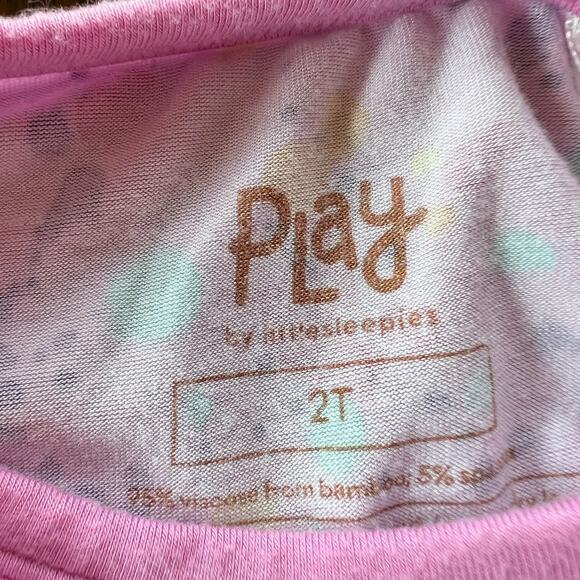 Little Sleepies Pink Paint Party Long Sleeve Flutter Tee Size 2T - Picture 2 of 3